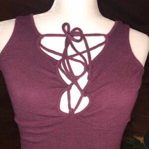 🎀Free people purple plum ribbed sleeveless- Large
